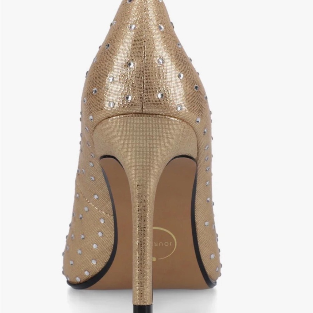 Journee Collection Gold Studded Heels - Picture 4 of 15